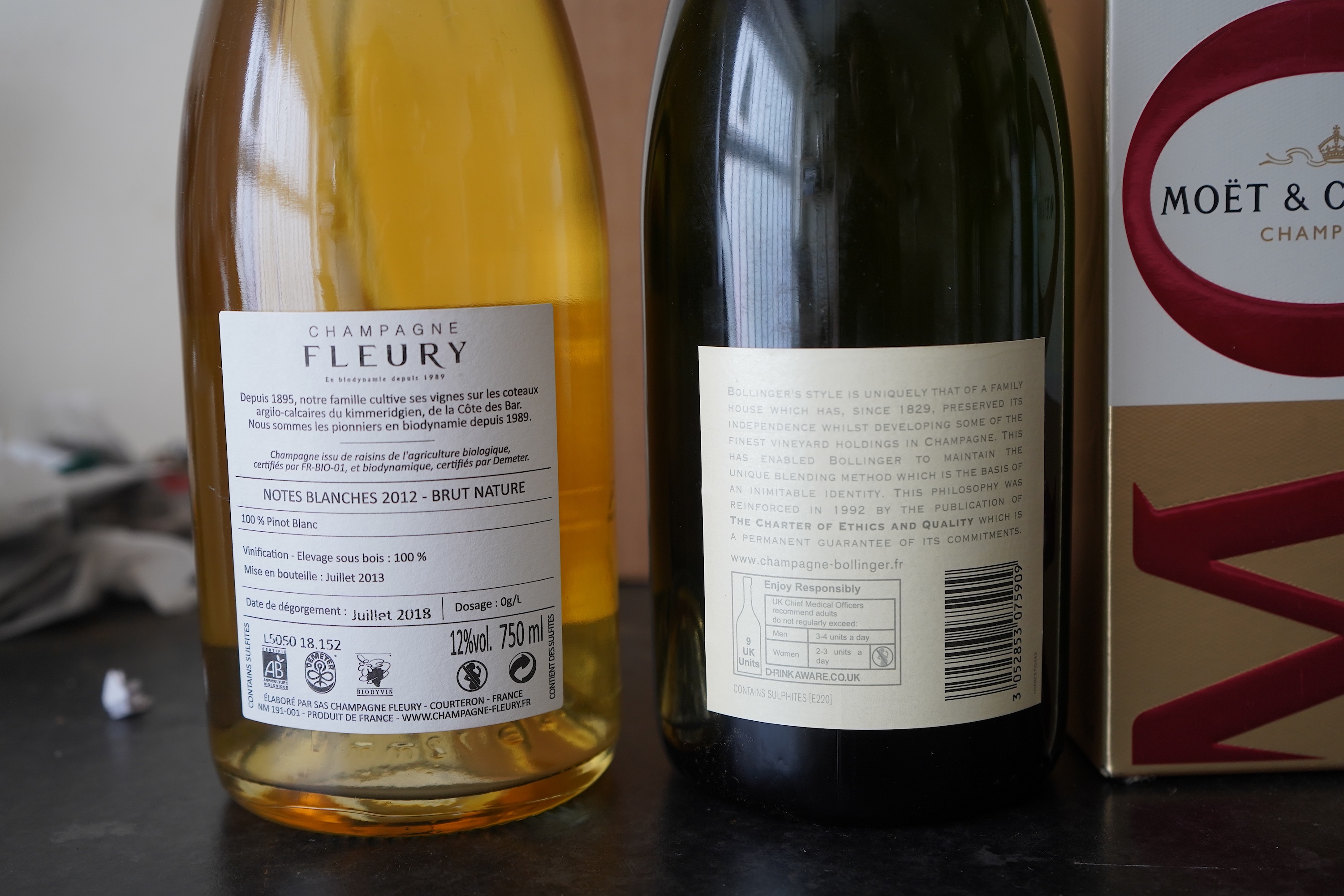 Three bottles of Nicolas Feuillatte Cuvée Spéciale Champagne, four bottles of Bollinger Special Cuvee Champagne, a bottle of Moet, three bottles of Cava and one other (11)